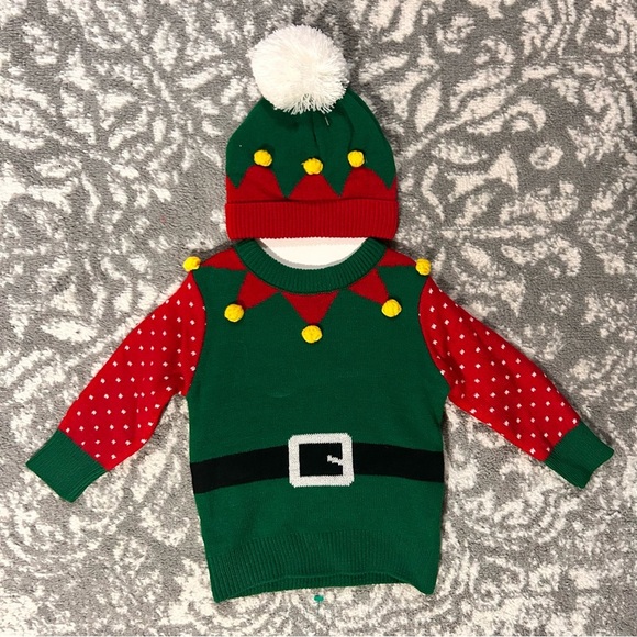 So'dorable Boys Elf Christmas Sweater with Matching Hat NEW 0-6 Months - Picture 1 of 3